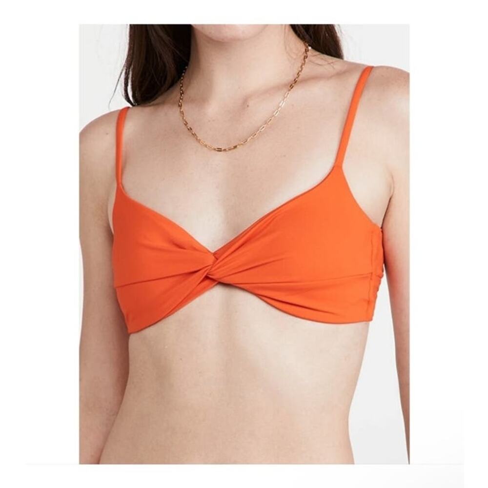 L Space Ringo Orange Poppy Strappy Tie Back Bikini Top Sz XL